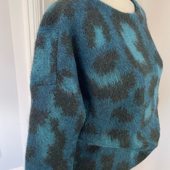 Maje Teal and Black Patterned Sweater - Picture 2 of 9